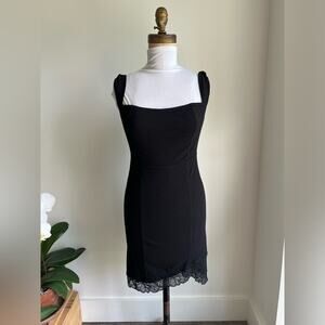 INTIMATELY FREE PEOPLE BLACK LACE HEM OFF THE SHOULDER BODYCON DRESS